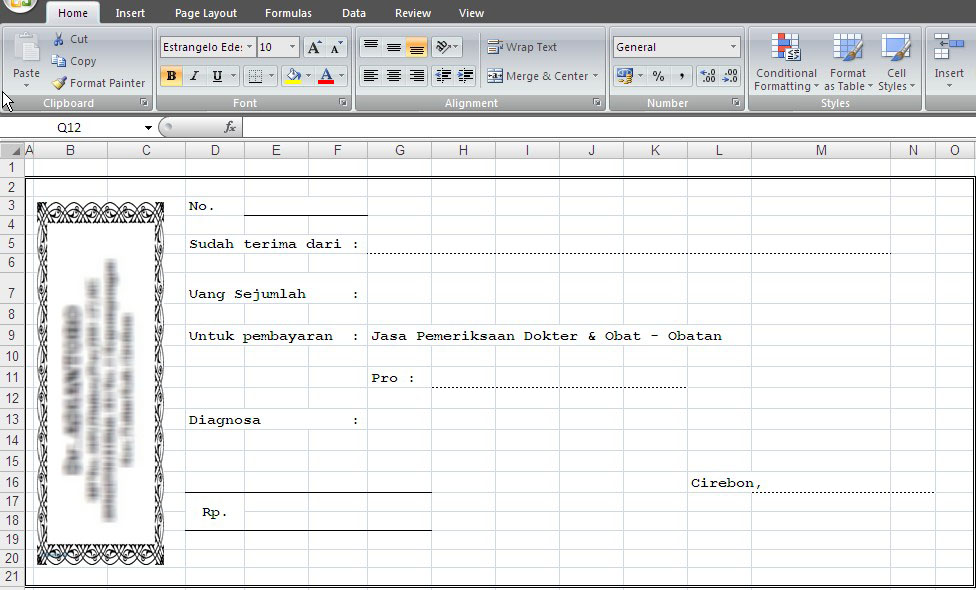 Format Kwitansi dalam bentuk Excel | baca31